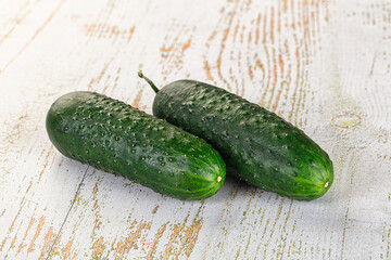 Ripe green raw two cucumbers