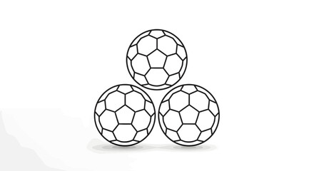 Obraz premium Stack of Soccer Balls Minimalist Outline Illustration for Team Spirit and Game Day Celebrations
