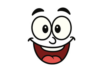 Obraz premium Cheerful cartoon character face with wide open eyes and huge happy smile