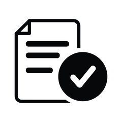 Document with checkmark icon, task completed, approval, confirmation symbol