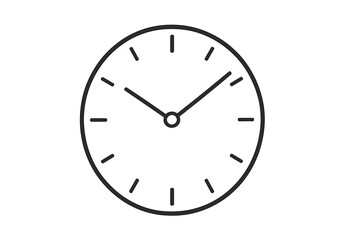 Fototapeta premium Simple black outline clock face representing time measurement, scheduling, and deadlines
