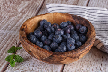 Raw ripe sweet and juicy blueberry