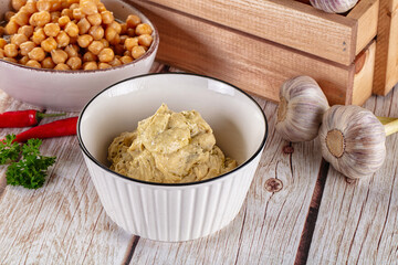 Natural organic homemade chickpea hummus