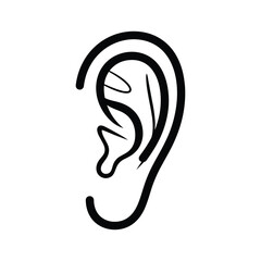 Ear outline icon, isolated on