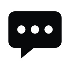 Speech bubble icon with three dots, symbolizing conversation, chat, or thinking, isolated on