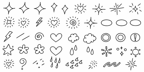 Collection of hand drawn doodle icons and symbols