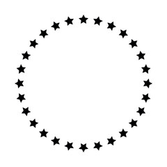Circular frame made of stars on white background — ideal for design, border and graphic element content.