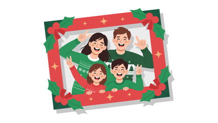 Family Portrait in Festive Frame: A joyful family portrait captured in a decorative frame, radiating holiday cheer and togetherness, perfect for seasonal greetings.