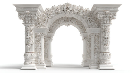 Obraz premium Elaborate white stone archway with intricate floral carvings and classical columns ornate