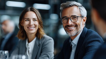 Collaboration and Partnership: Business colleagues engaging in a dynamic business meeting, embodying focus and success in a collaborative environment.
