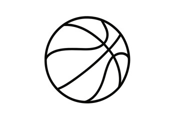 Classic basketball depicted in minimalist black outline style for sports and recreation