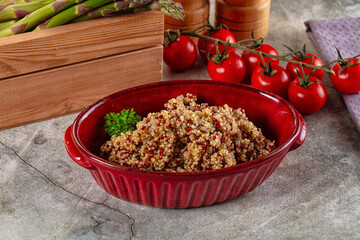 Boiled quinoa cereal in the bowl