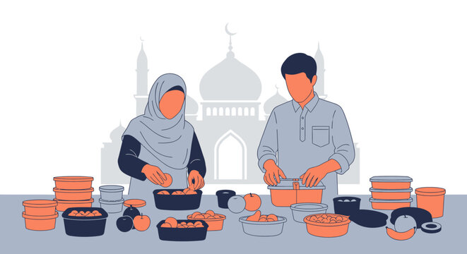Cultural Food Preparation Scene Featuring Two Individuals Involved in Culinary