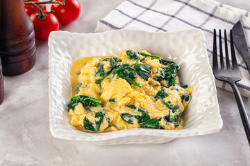Omelette with spinach for breakfast