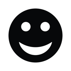 Fototapeta premium Black smiley face icon, conveying happiness and positivity, isolated on