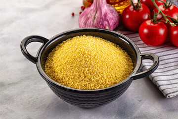 Vegan cuisine - raw dry couscous