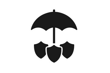 Umbrella covering multiple security shields symbolizing comprehensive protection