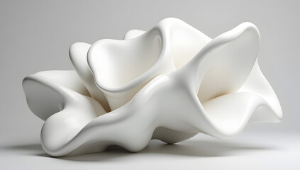 Abstract White Ceramic Sculpture: Modern Organic Form Art Object