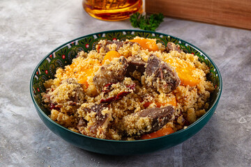 Traditional couscous with lamb and vegetables