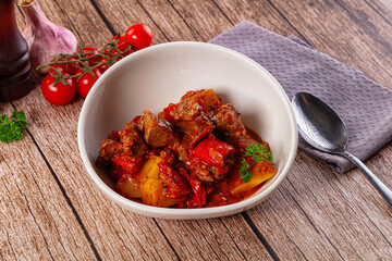 Stew Hungarian goulash with beef and vegetables