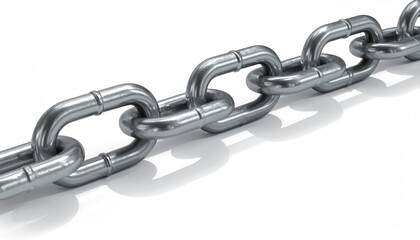 Obraz premium Metal chain links connected, casting a soft shadow