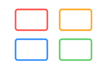 Colorful set of four rounded rectangular frames and borders for web and UI design