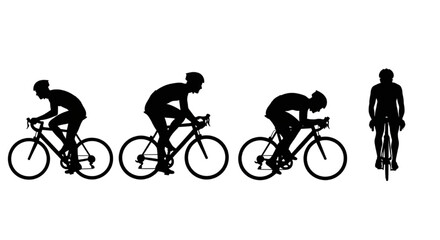 Fototapeta premium Cyclist Silhouette Vector Showing Sequential Action Stages — Starting, Riding, Sprinting, Braking