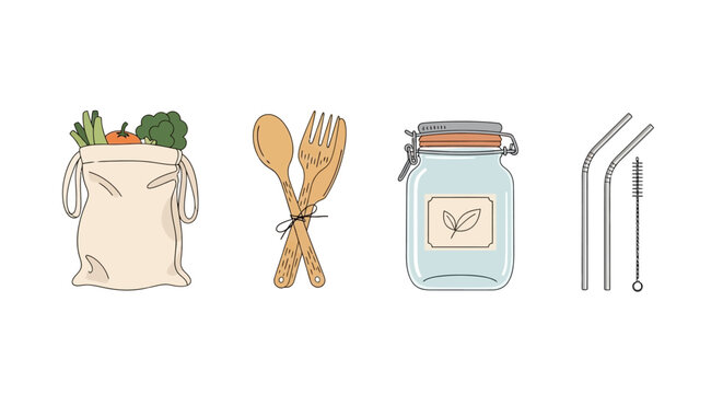 Eco friendly reusable items for sustainable living.