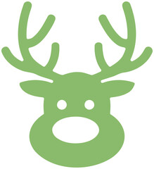 Fototapeta premium Simple Green Christmas Reindeer Head Illustration