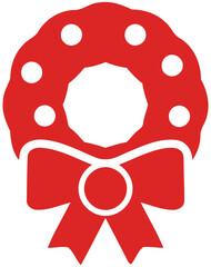 Festive Red Christmas Wreath with Bow Icon