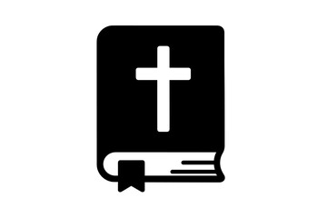 Closed Holy Bible book with a prominent Christian cross symbol on the cover and a bookmark