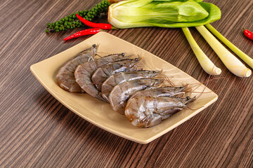 Raw wild prawns heap for cooking