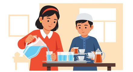 Children Engaged in a Culinary Science Experiment with Hot Beverages and