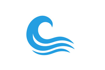 Abstract blue ocean wave symbol representing water motion and fluidity icon graphic design