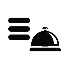 Hotel reception bell icon with list isolated on
