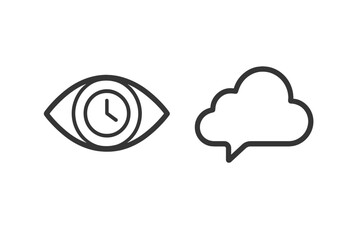 Set of outline symbols representing observation, time tracking, and cloud communication