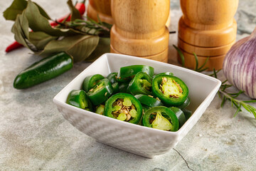Hot spicy sliced jalapeno pepper
