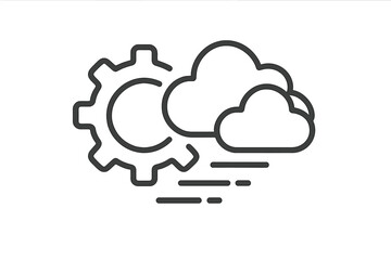 Configuration settings icon with cogwheel and cloud storage data transfer lines