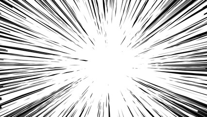 Obraz premium 漫画の集中線とスピード感のある背景素材 アニメ風の迫力あるアクション効果線 コミック調の衝撃と驚きのグラフィック