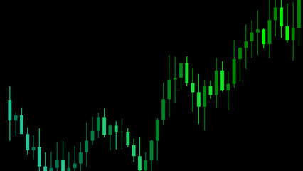 金融市場のローソク足チャートと価格変動の推移 株式投資や為替取引におけるテクニカル分析のグラフ 経済指標と資産運用を表すデジタルトレンドデータ