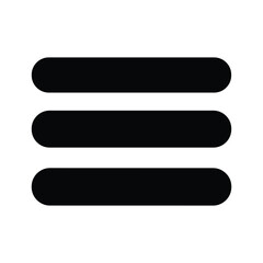 Fototapeta premium Three horizontal black bars representing a menu icon, isolated on
