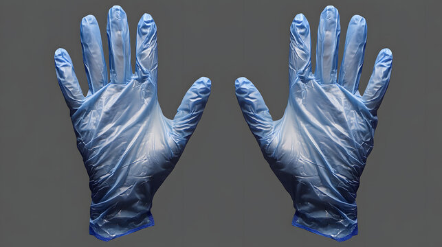 Blue medical examination gloves isolated on transparent background