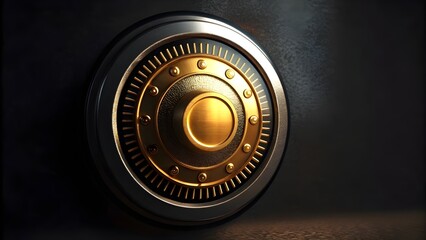 Combination Lock Wheel Revealing Radiant Golden Center Light Symbolizing Security Precision Innovation And High Tech Protection Concept In Futuristic Metallic Design