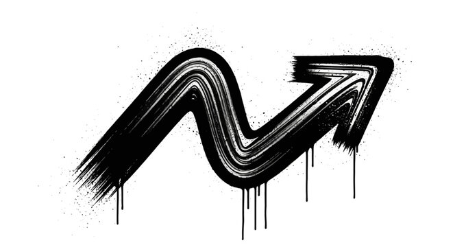 Grunge arrow with dripping paint effect pointing upward and to the right