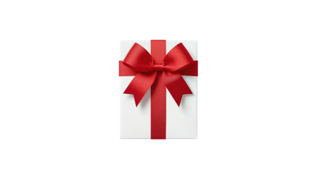 Christmas-themed gift box illustration with festive bows, holiday wrapping, and cheerful seasonal charm, perfect for Christmas designs and winter celebrations, png file, isolated on white.