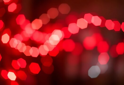 Abstract red bokeh lights, blurred festive background, vibrant, lights - Powered by Adobe