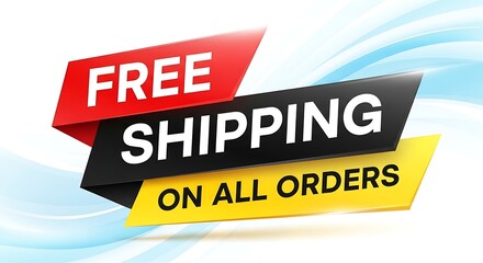 Free shipping day illustration of free shipping on all orders promotional banner design element