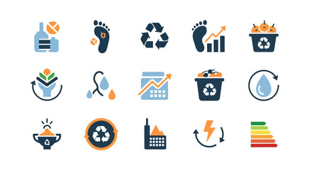 Fototapeta premium Set of environmental sustainability and recycling icons.