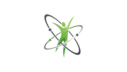 Dynamic Human Figure in Atom Orbit Abstract Logo Vector Illustration