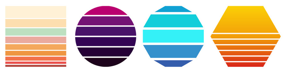 Collection of vector illustration icon set with speech bubble sign design on the beach Surfboard Sunset Vintage Grunge